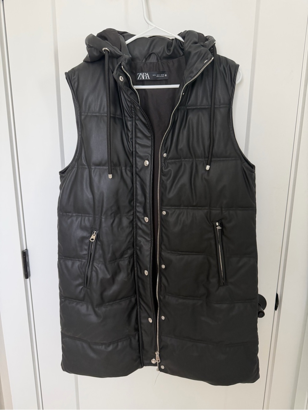 Zara Black Quilted Hooded Puffer Vest